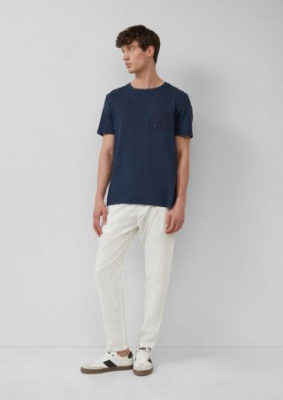 s.Oliver Detroit: Relaxed-Fit-Chino aus Leinenmix mit Elastikbund - weiß