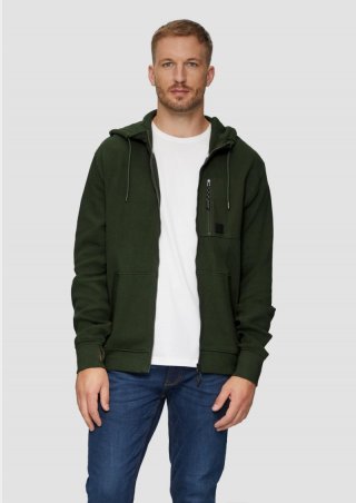 s.Oliver Weiche Sweatshirt-Jacke mit Kapuze - olivgrün