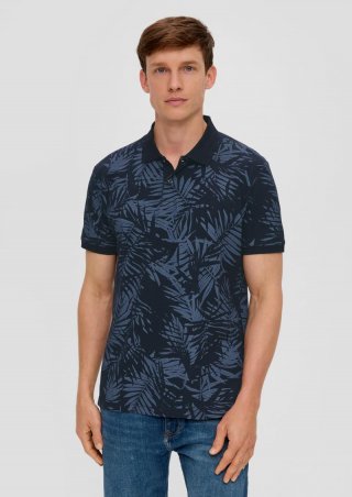 s.Oliver Poloshirt aus reiner Baumwolle mit All-over-Print - navy