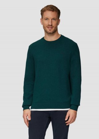 s.Oliver Wärmender Baumwollpullover mit Logo-Stickerei - petrol