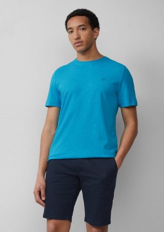 s.Oliver T-Shirt mit Flammgarnstruktur und Logo-Print - türkis