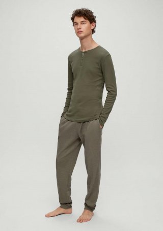 s.Oliver Pyjamahose mit Waffelpiqué-Struktur - olivgrün