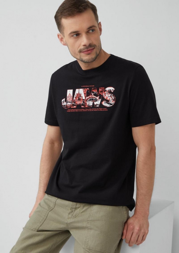 s.Oliver T-Shirt aus Baumwolle mit Jaws© UCS LLC-Print - schwarz