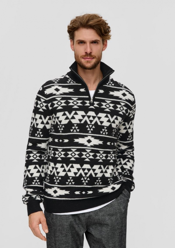 s.Oliver Troyer mit Jacquard-Muster - schwarz