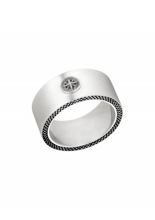 s.Oliver Breiter Ring mit Kompass-Detail - silber