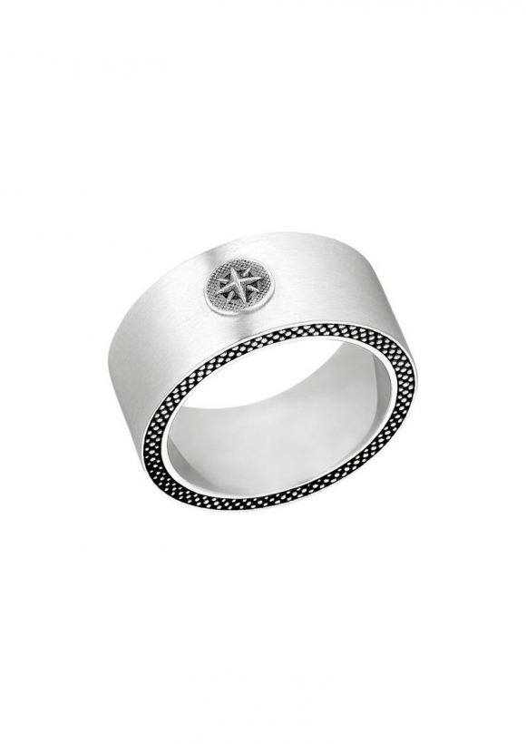 s.Oliver Breiter Ring mit Kompass-Detail - silber