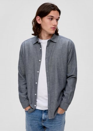 s.Oliver Hemd aus Twill - tiefblau