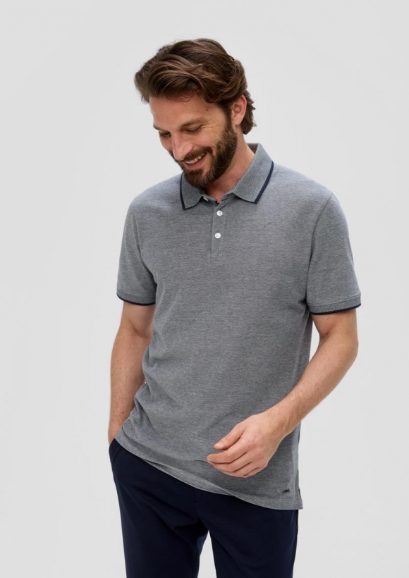 s.Oliver Poloshirt im Slim Fit mit Piquéstruktur - navy