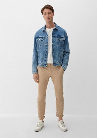 s.Oliver Austin: Slim Fit-Chino aus Baumwolltwill - sandstein