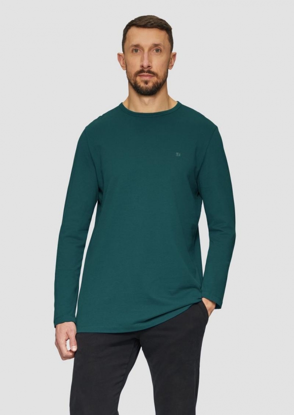 s.Oliver Longsleeve aus Jersey mit Logo-Detail - petrol