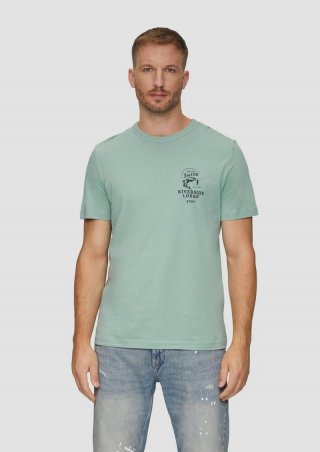 s.Oliver Baumwollshirt mit Frontprint - salbeigrün
