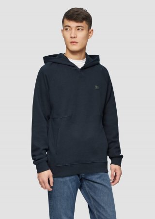 s.Oliver Hoodie mit Waffelstruktur und Logo-Detail - navy