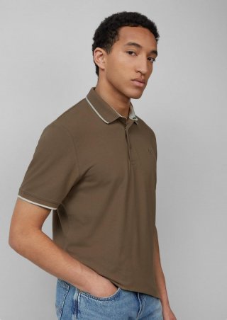 s.Oliver Sportives Piqué-Poloshirt mit Kontrast-Details - braun