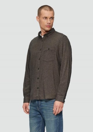 s.Oliver Regular Fit: Strukturiertes Hemd mit Button-Down-Kragen - schwarz