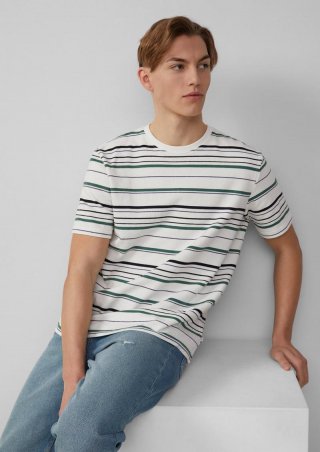 s.Oliver T-Shirt mit Streifen aus schwerem Jersey - ecru