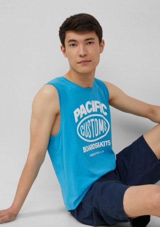 s.Oliver Tanktop aus Baumwollle mit Frontprint - türkis