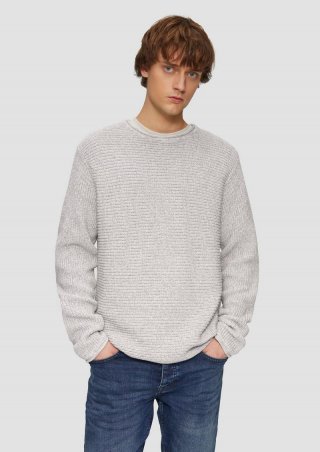 s.Oliver Melierter Strickpullover mit Rippstruktur - taubengrau