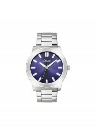 s.Oliver Silberne Armbanduhr mit Metallband - silber