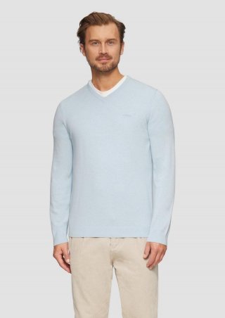 s.Oliver Strickpullover mit Logo-Stickerei - hellblau