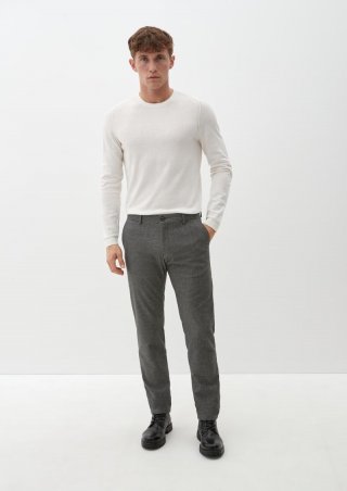 s.Oliver Regular: Business-Hose aus Twill - dunkelgrau