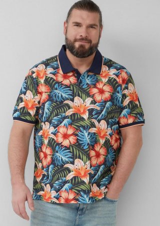 s.Oliver Poloshirt aus Baumwolle mit All-over-Print - mehrfarbig