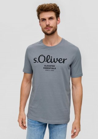 s.Oliver T-Shirt mit Logo-Print - schiefergrau
