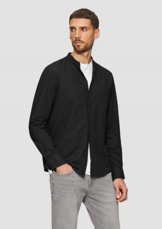 s.Oliver Regular Fit: Leichtes Baumwollhemd mit Struktur - schwarz