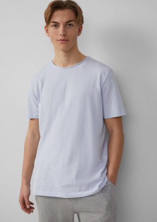 s.Oliver Baumwollshirt mit Rollkante und Flammgarnstruktur - blassblau