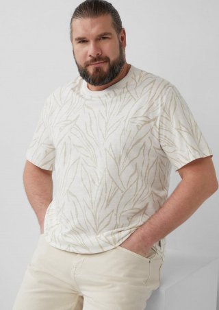 s.Oliver Baumwoll-T-Shirt mit All-over-Print - weiß