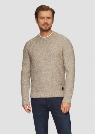 s.Oliver Grobstrickpullover in Melange-Optik - hellbraun