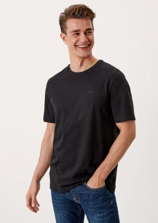 s.Oliver Baumwoll-T-Shirt mit Logo-Print - schwarz