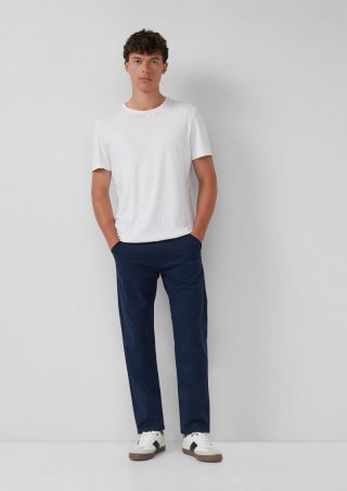 s.Oliver Chinohose aus Baumwollmix mit Ziernaht - navy