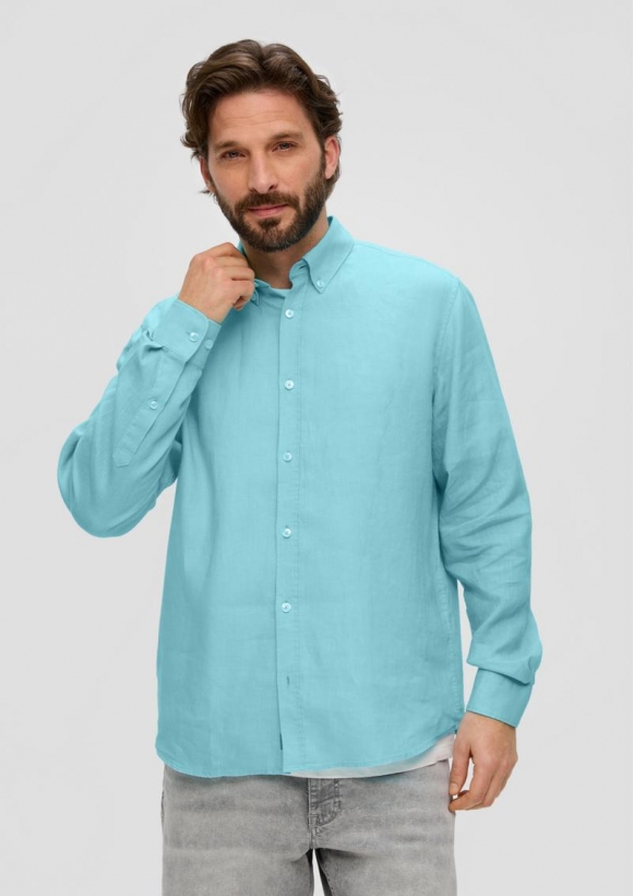 s.Oliver Leinenhemd mit Button-Down-Kragen - türkis