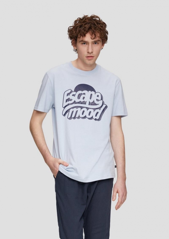s.Oliver Baumwollshirt mit Frontprint - himmelblau