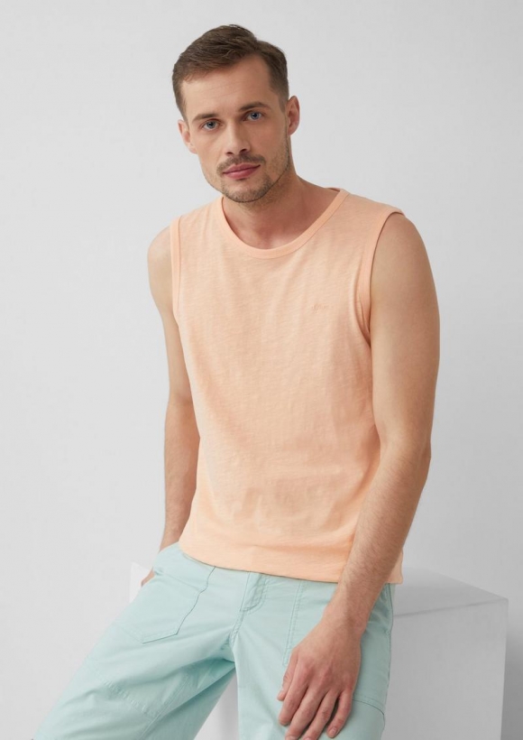 s.Oliver Baumwoll-Tanktop mit Flammgarnstruktur - papaya
