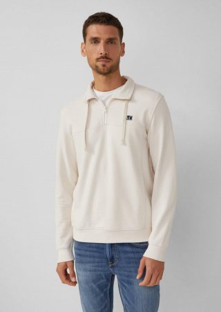 s.Oliver Sweatshirt mit Eingrifftaschen und Label-Patch - ecru