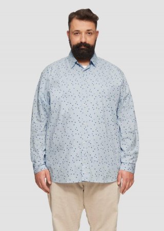 s.Oliver Slim Fit: Gemustertes Popeline-Hemd mit Kentkragen - hellblau