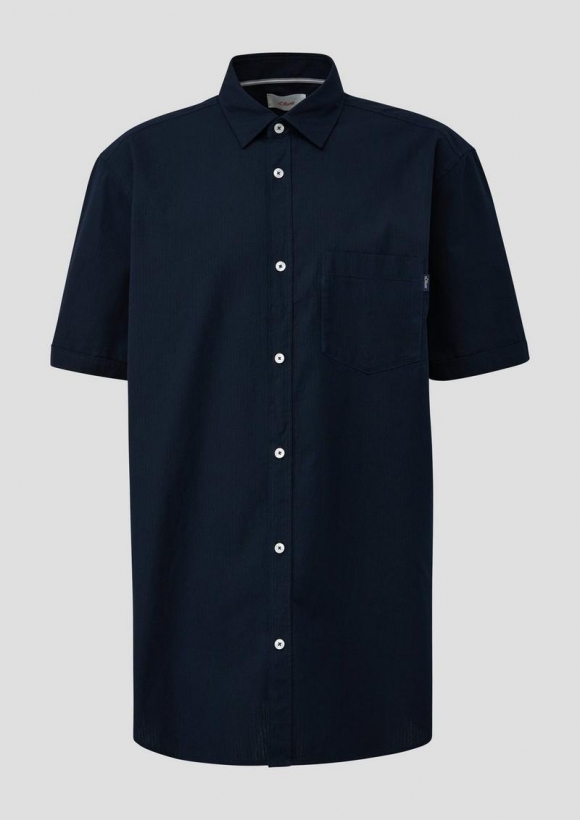 s.Oliver Kurzarmhemd mit Button-Down-Kragen - navy