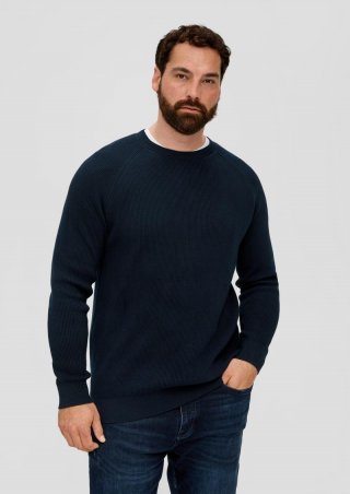 s.Oliver Feinstrickpullover aus Baumwolle - navy