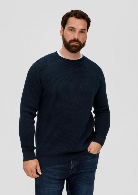 s.Oliver Feinstrickpullover aus Baumwolle - navy