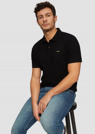 s.Oliver Poloshirt aus Baumwollpiqué - schwarz