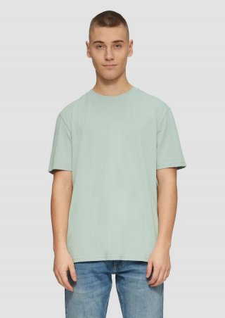 s.Oliver Basic Rundhals T-Shirt mit Logo-Druck - salbeigrün