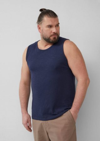 s.Oliver Tanktop mit Flammgarnstruktur und Logo - tiefblau
