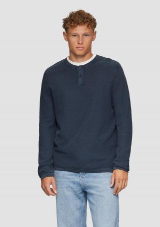 s.Oliver Strickpullover mit Knopfleiste - dunkelblau