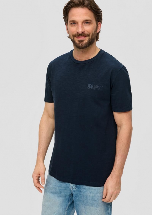 s.Oliver Jerseyshirt mit Labelprint - navy