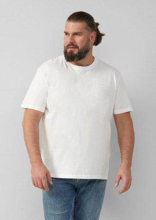 s.Oliver Baumwoll-Shirt mit Crew Neck - weiß
