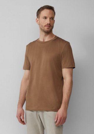 s.Oliver T-Shirt mit Crew Neck aus mercerisiertem Baumwolljersey - sandstein
