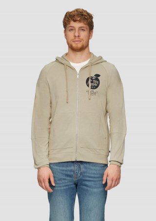 s.Oliver Leichte Sweatjacke mit Kapuze und Artwork - beige