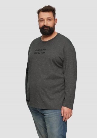 s.Oliver Meliertes Longsleeve aus Jersey mit Logo-Print - dunkelgrau