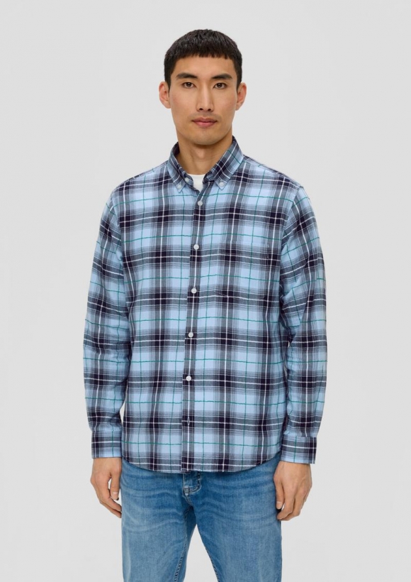 s.Oliver Regular: Langarmhemd mit Button-down-Kragen - hellblau